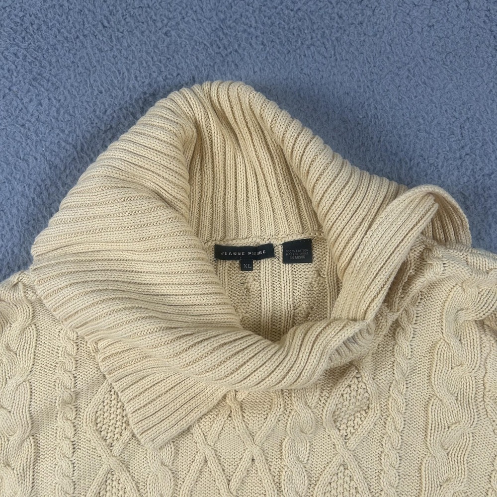 Jeanne Pierre Sweater Womens XL White Cable Diamond Knit Cowl Neck Pullover - Picture 4 of 15